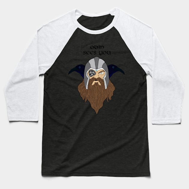 Odin and his crows Baseball T-Shirt by MrDoze